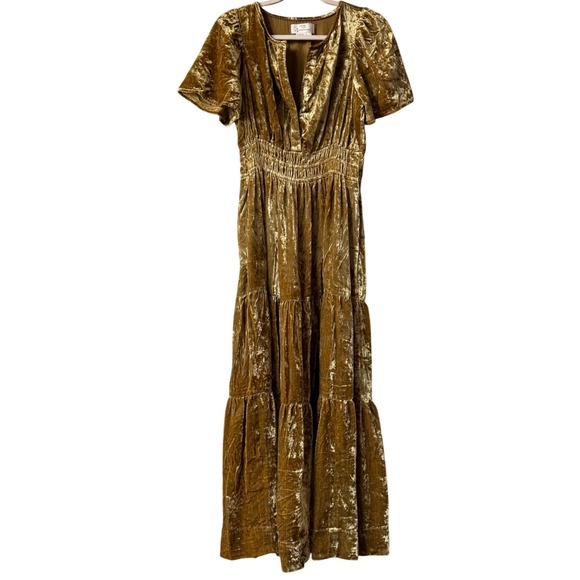 Anthropologie Velvet Somerset Jewel Toned Maxi Dress Tiered Empire Waist Small - Picture 9 of 10